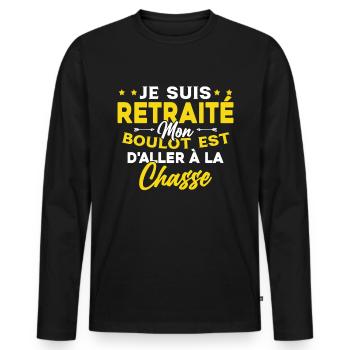 Retraité et Chasseur Humour Cadeau de la chasse - T-shirt manches longues Premium bio Homme - noir - Devant - Nico (187cm)