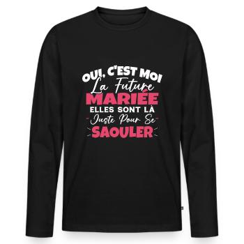 Future Mariée Idée Originale EVJF - T-shirt manches longues Premium bio Homme - noir - Devant - Nico (187cm)