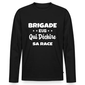 Brigade Evg Cadeau Homme Evg Humour Drôle - T-shirt manches longues Premium bio Homme - noir - Devant - Nico (187cm)