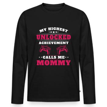 Mon plus haut accomplissement m'appelle mamie - T-shirt manches longues Premium bio Homme - noir - Devant - Nico (187cm)