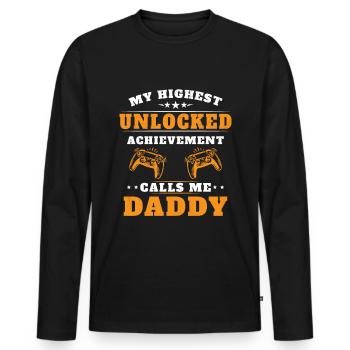 Ma plus haute réussite débloquée m'appelle papy - T-shirt manches longues Premium bio Homme - noir - Devant - Nico (187cm)