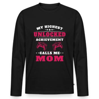 Mon plus haut accomplissement m'appelle maman - T-shirt manches longues Premium bio Homme - noir - Devant - Nico (187cm)