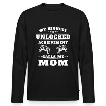 Mon plus haut accomplissement m'appelle maman - T-shirt manches longues Premium bio Homme - noir - Devant - Nico (187cm)