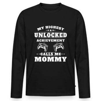 Mon plus haut accomplissement m'appelle mamie - T-shirt manches longues Premium bio Homme - noir - Devant - Nico (187cm)