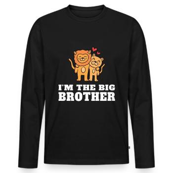 Ich bin der große Bruder - der zukünftige große Bruder - Männer Premium Bio Langarmshirt - Schwarz - Vorne - Nico (187cm)