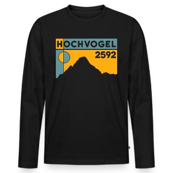 Hochvogel Wanderung Tour Berg Riss Allgäuer Alpen - Männer Premium Bio Langarmshirt - Schwarz - Vorne - Nico (187cm)