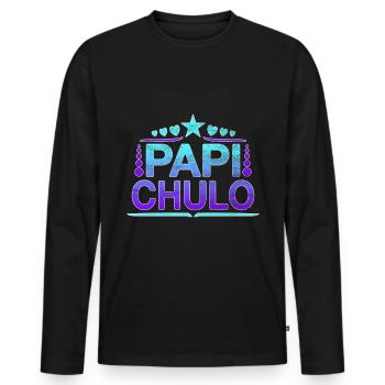 Papi Chulo - Latino Style Design - T-shirt manches longues Premium bio Homme - noir - Devant - Nico (187cm)