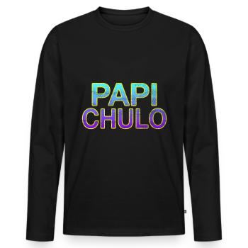 Papi Chulo - Lettrage élégant - T-shirt manches longues Premium bio Homme - noir - Devant - Nico (187cm)