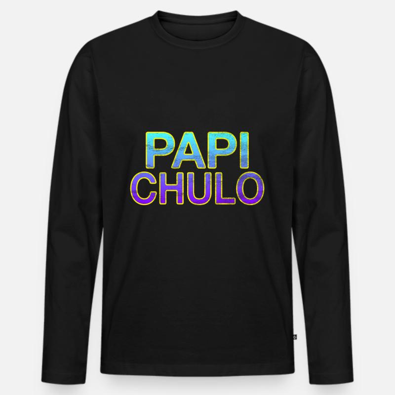 Papi Chulo - Lettrage élégant - T-shirt manches longues Premium bio Homme - noir