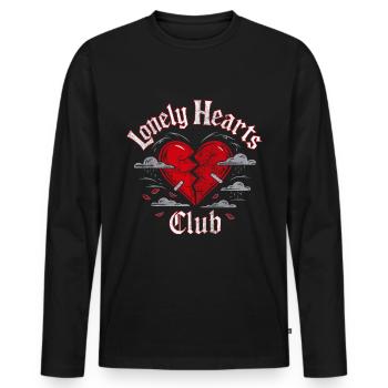 Lonely Hearts Club – Conception du cœur brisé - T-shirt manches longues Premium bio Homme - noir - Devant - Nico (187cm)
