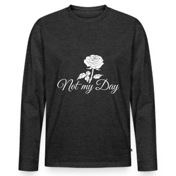 Not My Day – Anti-Valentinstag Rose - Männer Premium Bio Langarmshirt - Anthrazit meliert - Vorne - Nico (187cm)