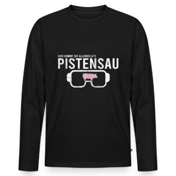 Pistensau Skier Fun Shirt - Men's Premium Organic Long Sleeve Shirt - black - Front - Nico (187cm)