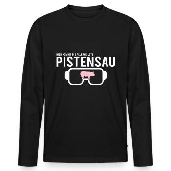 Pistensau Skier Fun - Men's Premium Organic Long Sleeve Shirt - black - Front - Nico (187cm)