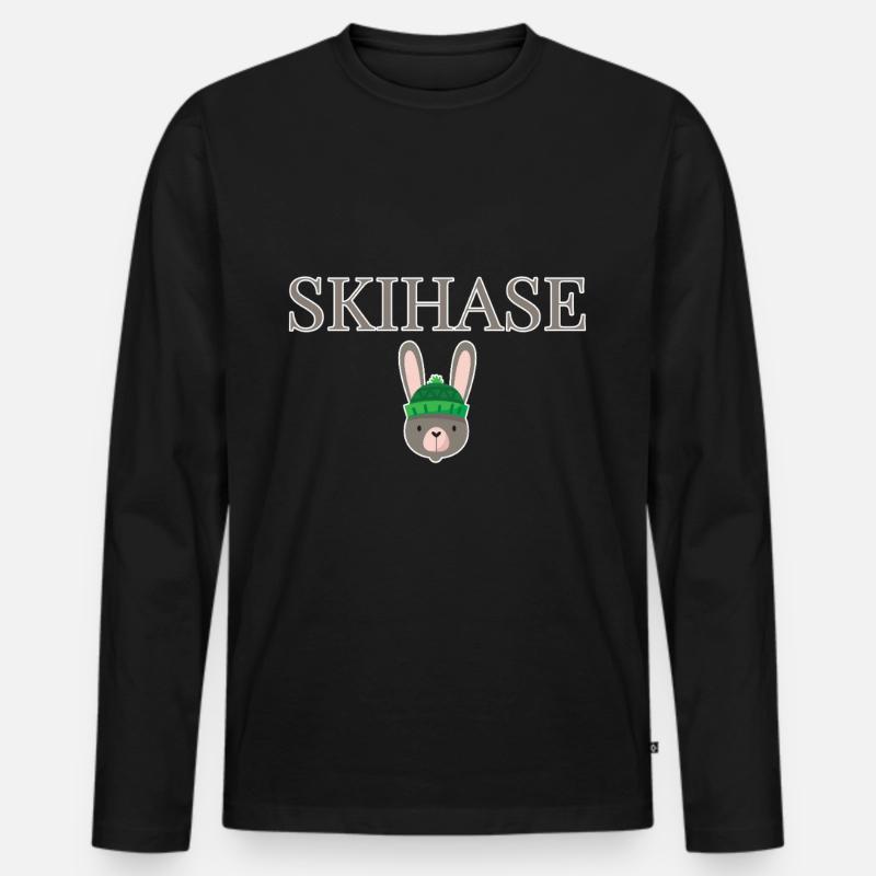Skihase Winter Hase - Männer Premium Bio Langarmshirt - Schwarz
