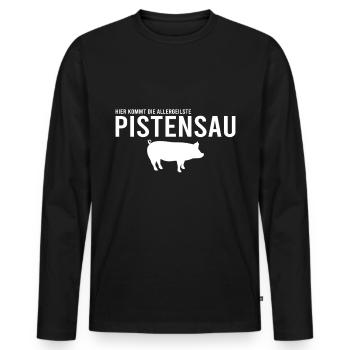 Pistensau Skier Fun - Men's Premium Organic Long Sleeve Shirt - black - Front - Nico (187cm)