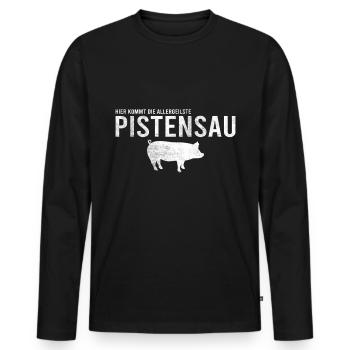Pistensau Skier Fun - Men's Premium Organic Long Sleeve Shirt - black - Front - Nico (187cm)