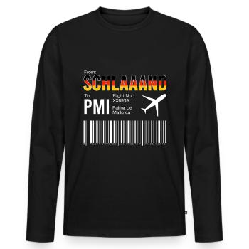 Carte d’embarquement à Majorque - T-shirt manches longues Premium bio Homme - noir - Devant - Nico (187cm)