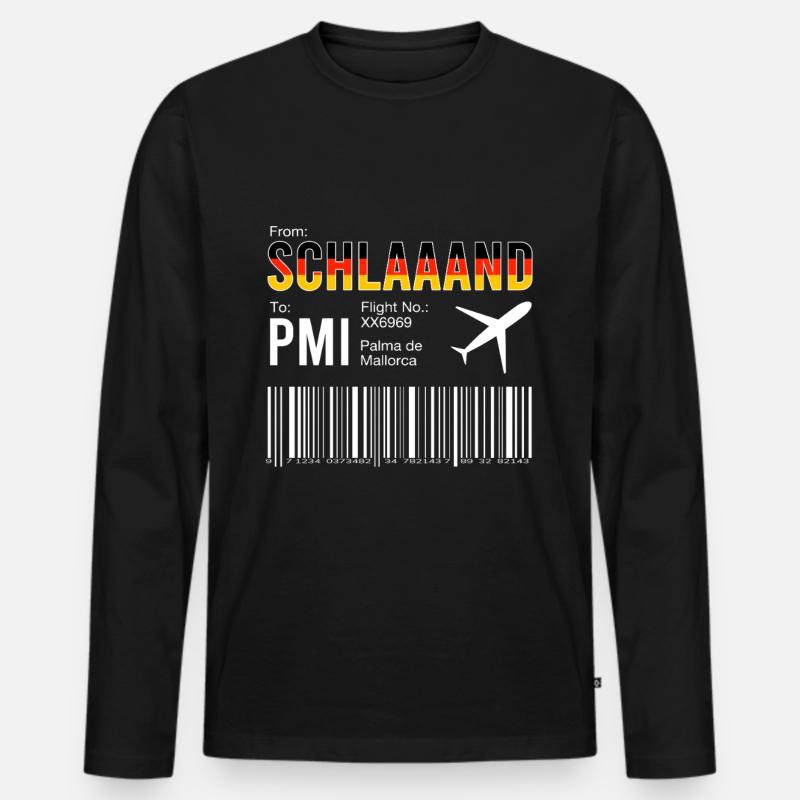 Mallorca Bordkarte - Männer Premium Bio Langarmshirt - Schwarz