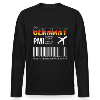 Billet d’avion Palma - T-shirt manches longues Premium bio Homme - noir - Devant - Nico (187cm)