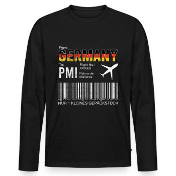 Billet d’avion Palma - T-shirt manches longues Premium bio Homme - noir - Devant - Nico (187cm)