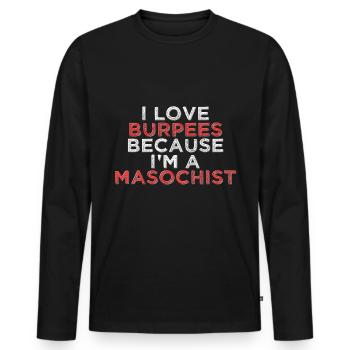 J’adore les burpees - T-shirt manches longues Premium bio Homme - noir - Devant - Nico (187cm)