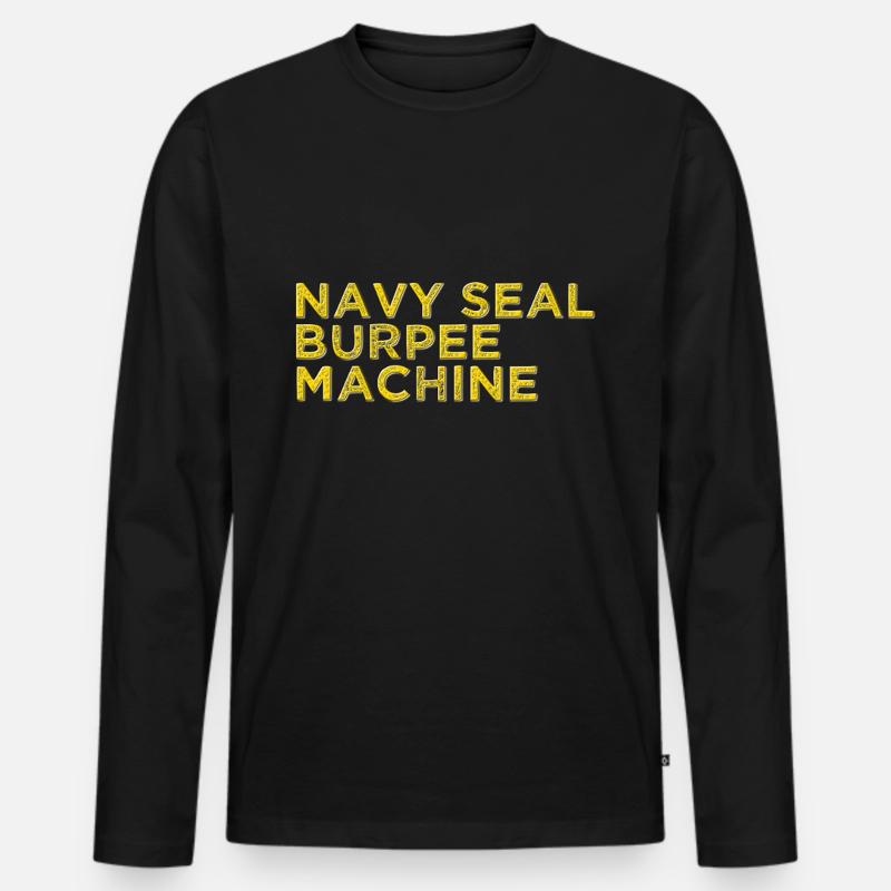 Navy Seal Burpee Maschine - Männer Premium Bio Langarmshirt - Schwarz