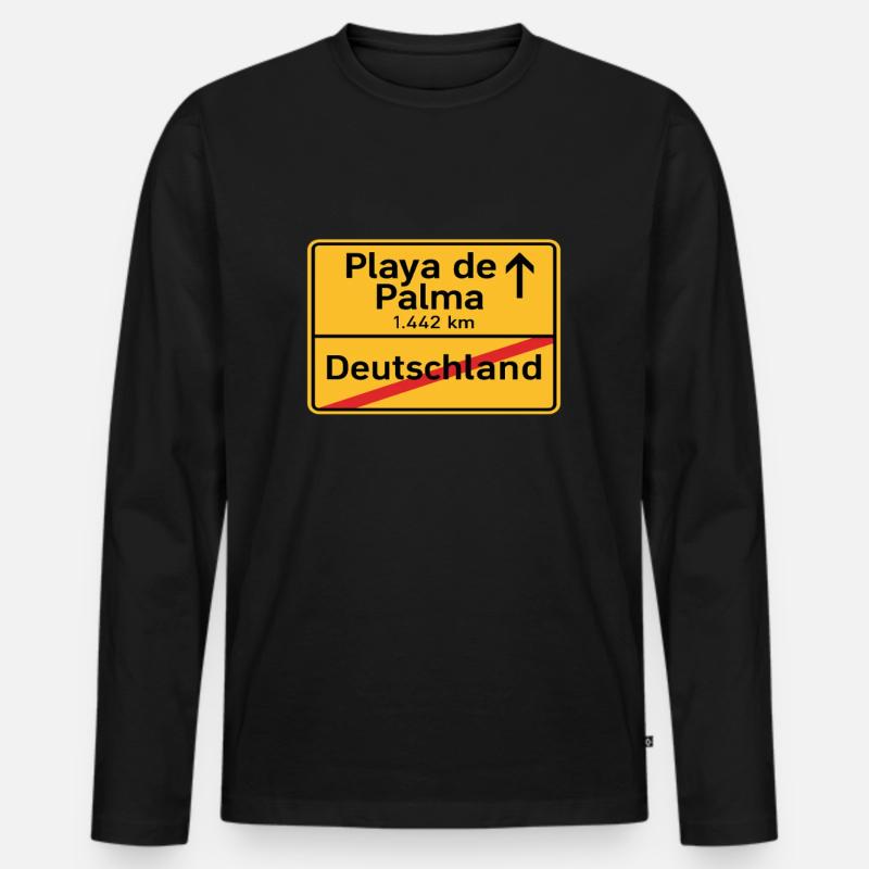 Playa de Palma Mallorca - Männer Premium Bio Langarmshirt - Schwarz