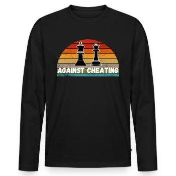 Schach Trend Chess Cheating Cheat Queens Gambit - Men's Premium Organic Long Sleeve Shirt - black - Front - Nico (187cm)