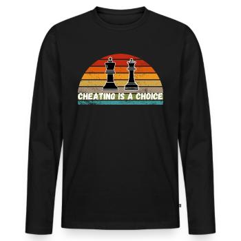 Schach Trend Chess Cheating Cheat Queens Gambit - Men's Premium Organic Long Sleeve Shirt - black - Front - Nico (187cm)