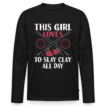Tontaubenschießen Sprüche | Skeet Hobby Geschenke - Männer Premium Bio Langarmshirt - Schwarz - Vorne - Nico (187cm)