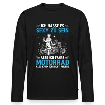 Ich bin ein Sexy Motorradfahrer, Geschenkidee - Männer Premium Bio Langarmshirt - Schwarz - Vorne - Nico (187cm)
