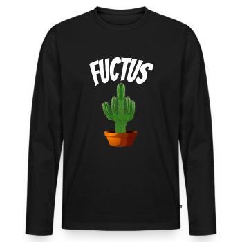 Cactus botany gift Fuctus - Men's Premium Organic Long Sleeve Shirt - black - Front - Nico (187cm)