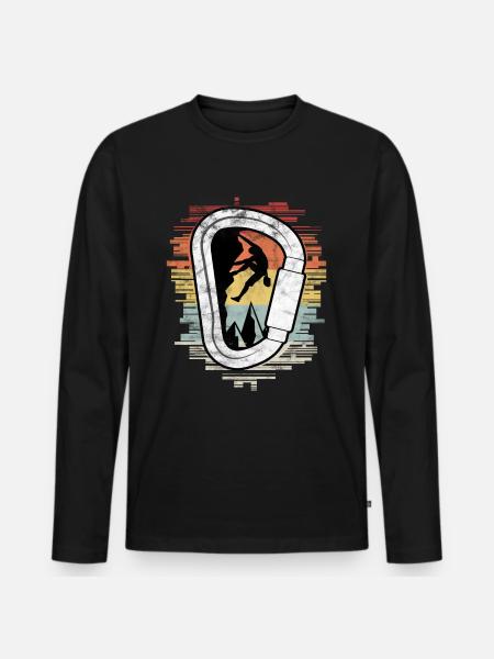 Klettern Karabiner Vintage Bouldern - Männer Premium Bio Langarmshirt - Schwarz
