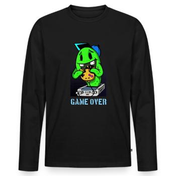 Gaming Gamer Comic Game over - Männer Premium Bio Langarmshirt - Schwarz - Vorne - Nico (187cm)