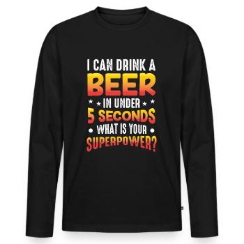 Vacances de fête de dictons à boire - T-shirt manches longues Premium bio Homme - noir - Devant - Nico (187cm)