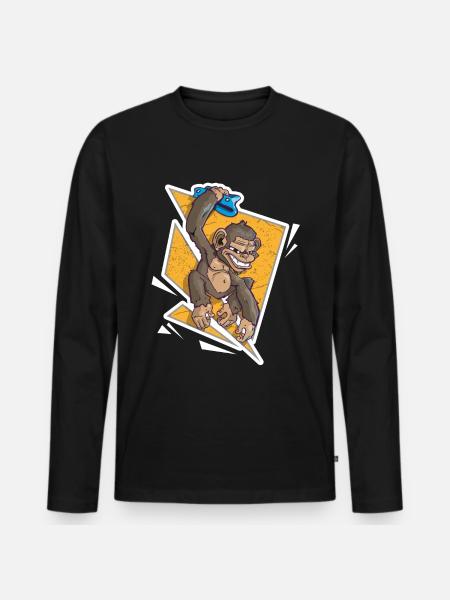 Climbing monkey bouldering climbing - Men's Premium Organic Long Sleeve Shirt - black