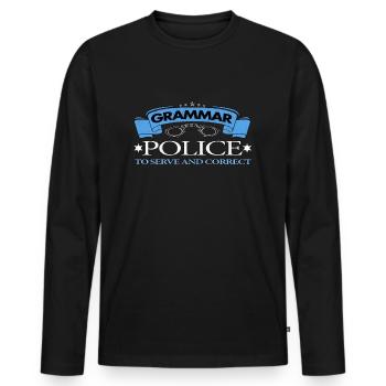 Grammar Police To Serve And Correct - Men's Premium Organic Long Sleeve Shirt - black - Front - Nico (187cm)