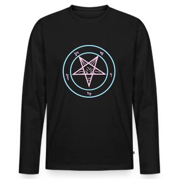 Pastel Goth Pentagram Satan - T-shirt manches longues Premium bio Homme - noir - Devant - Nico (187cm)