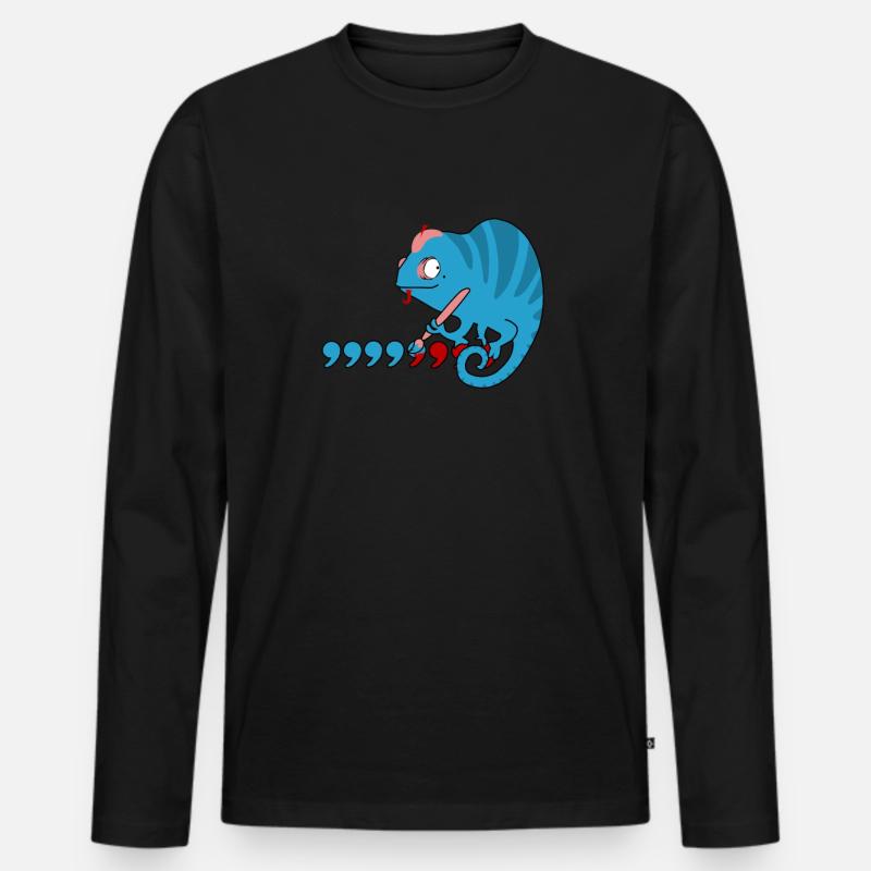 Comma Cameleon - Männer Premium Bio Langarmshirt - Schwarz