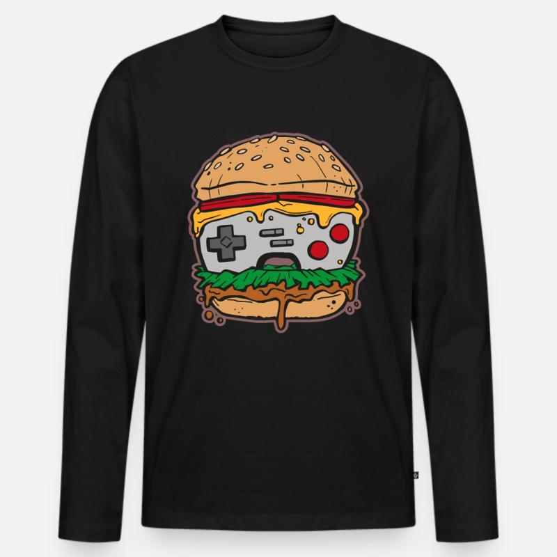 Hamburger Gaming Controller - Männer Premium Bio Langarmshirt - Schwarz