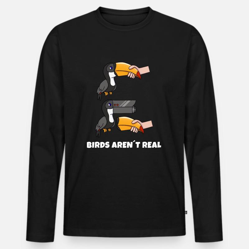 Birds Aren't Real - Männer Premium Bio Langarmshirt - Schwarz