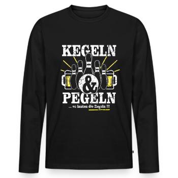 Skittles and levels - Funny bowling gift - Men's Premium Organic Long Sleeve Shirt - black - Front - Nico (187cm)