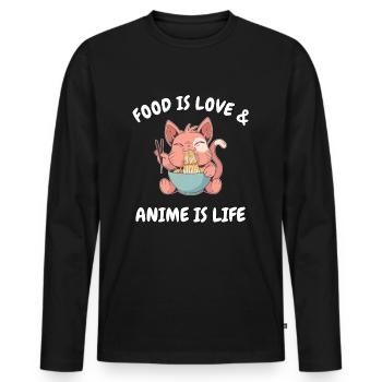 La nourriture est l'amour et l'anime est la vie Meme Ramen Katzen - T-shirt manches longues Premium bio Homme - noir - Devant - Nico (187cm)