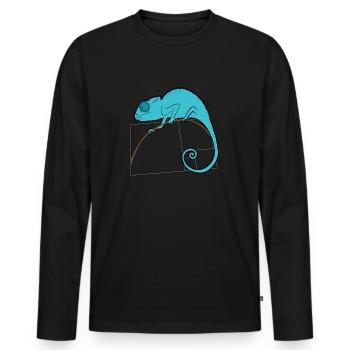 Fibonacci chameleon - golden ratio - Men's Premium Organic Long Sleeve Shirt - black - Front - Nico (187cm)