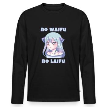 No Waifu No Laifu - Kawaii Anime Neko Girl - T-shirt manches longues Premium bio Homme - noir - Devant - Nico (187cm)