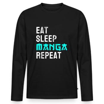 Manga - Men's Premium Organic Long Sleeve Shirt - black - Front - Nico (187cm)