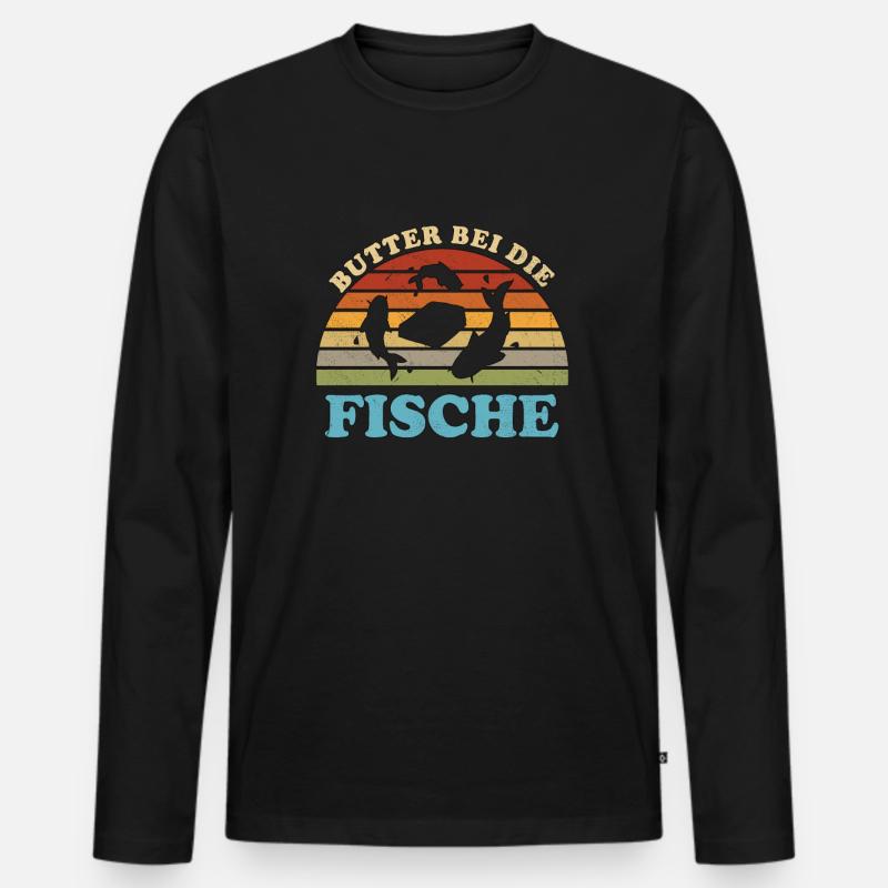 Sprüche Plattdeutsch - Männer Premium Bio Langarmshirt - Schwarz