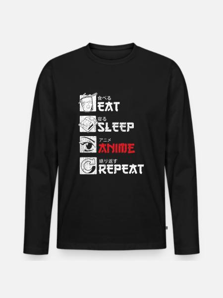Eat Sleep Anime Repeat Gift - Men's Premium Organic Long Sleeve Shirt - black