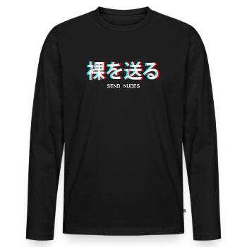 Send Nudes Japanese Vaporwave Aesthetic cadeau - T-shirt manches longues Premium bio Homme - noir - Devant - Nico (187cm)