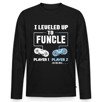I Level Up To Funcle Funny Uncle Gaming Gift - Men's Premium Organic Long Sleeve Shirt - black - Front - Nico (187cm)